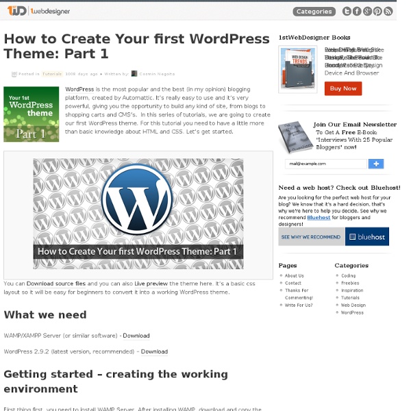 How to Create Your first WordPress Theme: Part 1