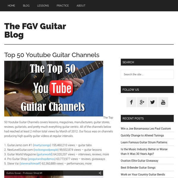 Top 50 Youtube Guitar Channels