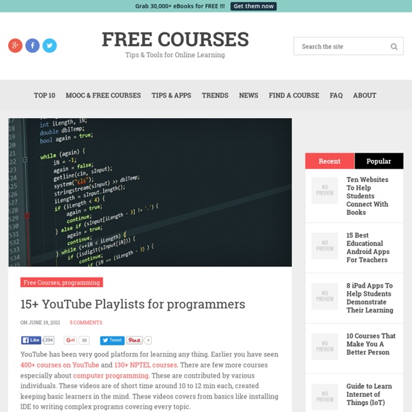 YouTube Playlists for Learning Programming