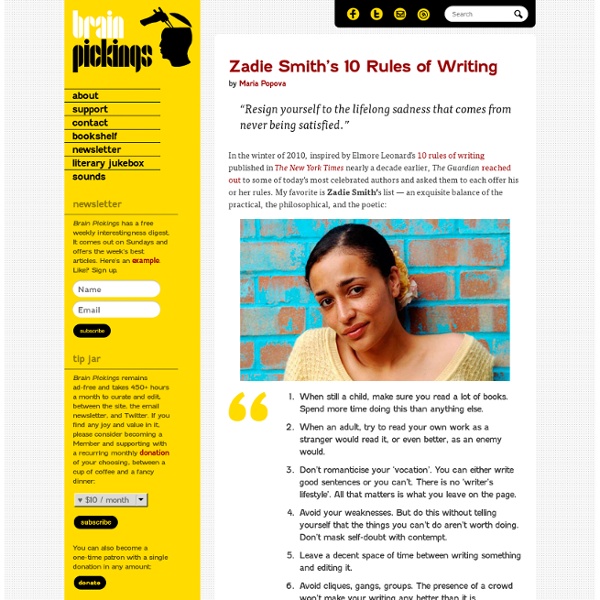 Zadie Smith’s 10 Rules of Writing