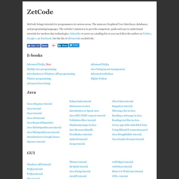 ZetCode, tutorials for programmers