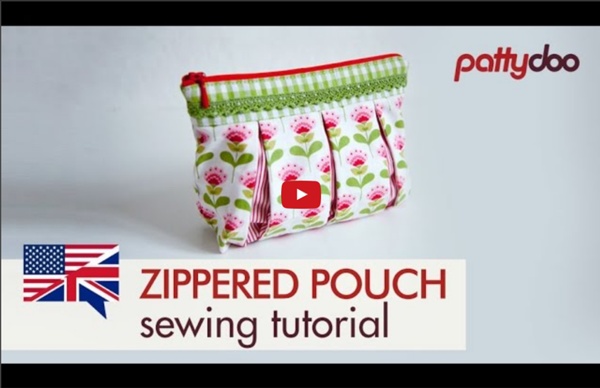 Zippered pouch sewing video tutorial by pattydoo