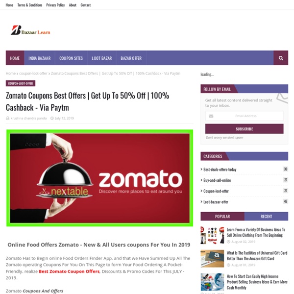 Zomato Coupons Best Offers
