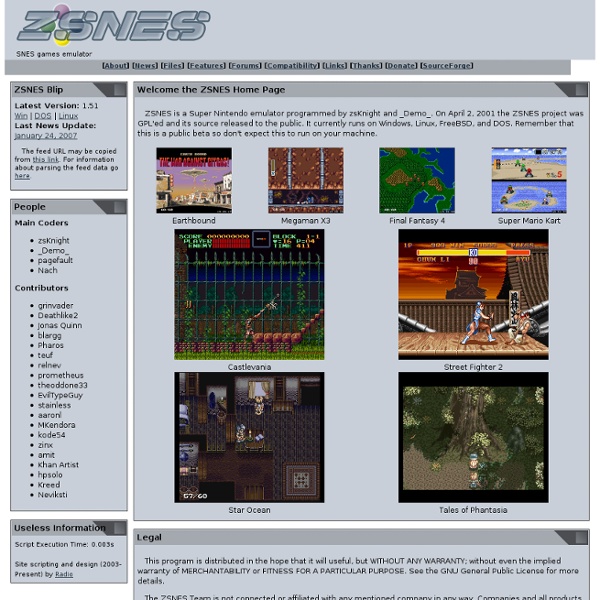 ZSNES Home Page - About ZSNES