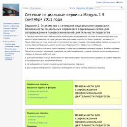 Сетевые социальные сервисы Модуль 1 5 сентября 2011 года — Saratov FIO Wiki