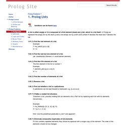 1. Prolog Lists - Prolog Site