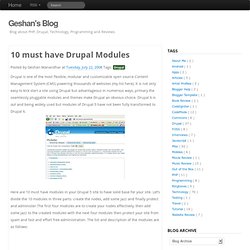 10 must have Drupal Modules - Geshan&#039;s Blog