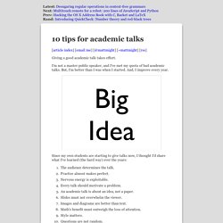 10 tips on how to give an academic talk