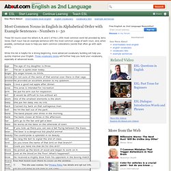 1000 Most Common Nouns in English in Alphabetical Order with Example Sentences - Vocabulary for ESL EFL TEFL TOEFL TESL English Learners - Page 1