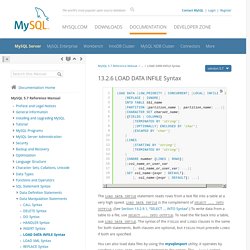 14.2.6 LOAD DATA INFILE Syntax