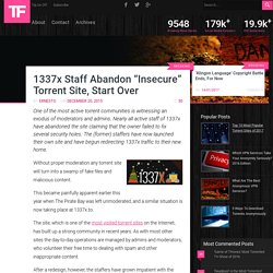 1337x Staff Abandon "Insecure" Torrent Site, Start Over