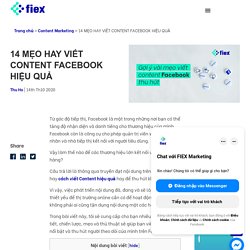 14 MẸO HAY VIẾT CONTENT FACEBOOK HAY HIỆU QUẢ