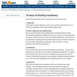 15 ways of eliciting vocabulary