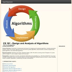 CS 161 - Design and Analysis of Algorithms