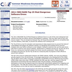 CWE - 2011 CWE/SANS Top 25 Most Dangerous Software Errors