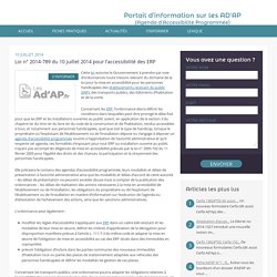 Loi n° 2014-789 du 10 juillet 2014 pour l'accessibilité des ERP-Les Ad'ap