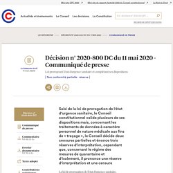 Décision Conseil Constitutionnel 11 mai 2020 - Communiqué de presse