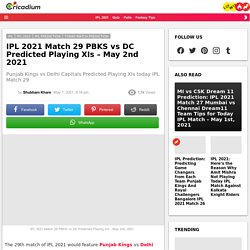 IPL 2021 Match 29 PBKS vs DC Predicted Playing XIs - May 2nd, 2021