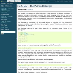 26.2. pdb — The Python Debugger