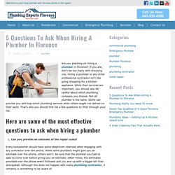 5 Questions To Ask When Hiring A Plumber In Florence