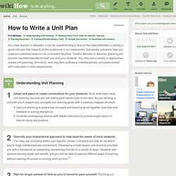 3 Ways to Write a Unit Plan