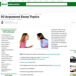 Interesting Argumentative/Persuasive Essay Topics