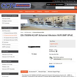 DS-7608NI-K2-8P 8 channel Hikvision NVR, 8MP, 8PoE