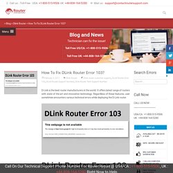 How To Fix DLink Router Error 103 ?