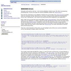 80004005, Microsoft OLE DB Provider for ODBC Driver Error 80004005, Microsoft Jet Database Engine