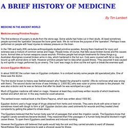 A Brief History of Medicine