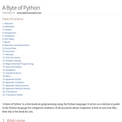Python en:Table of Contents - Notes