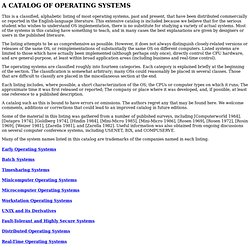 A Catalog of Operating Systems
