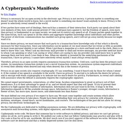 A Cypherpunk's Manifesto