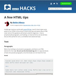 A few HTML tips