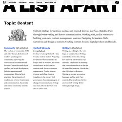 A List Apart: Topics: Content: Content Strategy