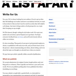 A List Apart: Write for Us