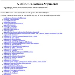 A List Of Fallacious Arguments