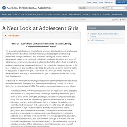 A New Look at Adolescent Girls