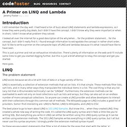 A Primer on LINQ and Lambda