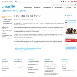 propos de l'UNICEF : Emplois - Carrières à l'UNICEF