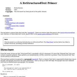 A ReStructuredText Primer
