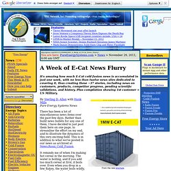 A Week of E-Cat News Flurry