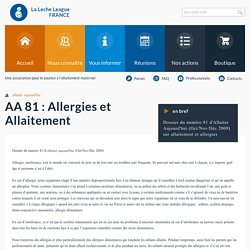 AA 81 : Allergies et Allaitement