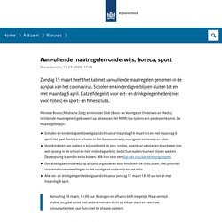 Aanvullende maatregelen onderwijs, horeca, sport