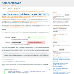 How-To: Remote Validation in ASP.NET MVC3
