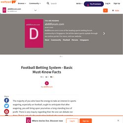 Football Betting System - Basic Must-Know Facts