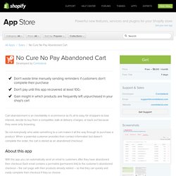No Cure No Pay Abandoned Cart – Ecommerce Plugins for Online Stores – Shopify App Store
