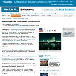 Abandoning nuclear energy may not boost renewables - environment - 02 April 2012