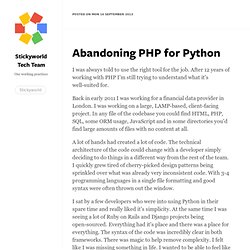 Abandoning PHP for Python
