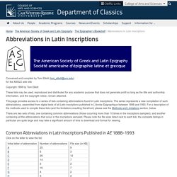 Abbreviations in Latin Inscriptions